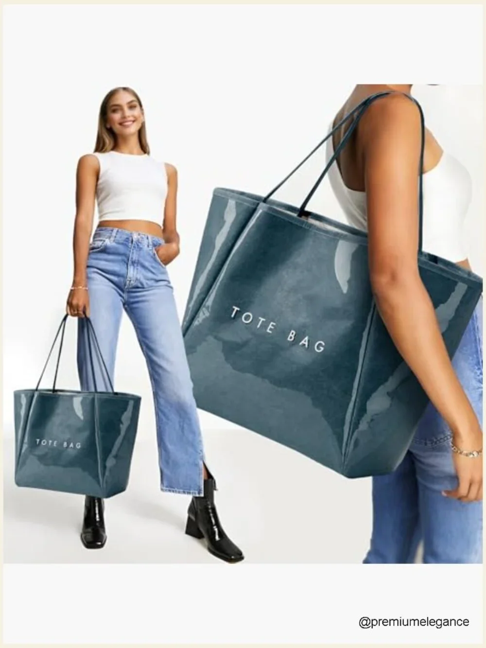 PVC Tote Weekender Bag Large Shopper Shoulder Travel Purse